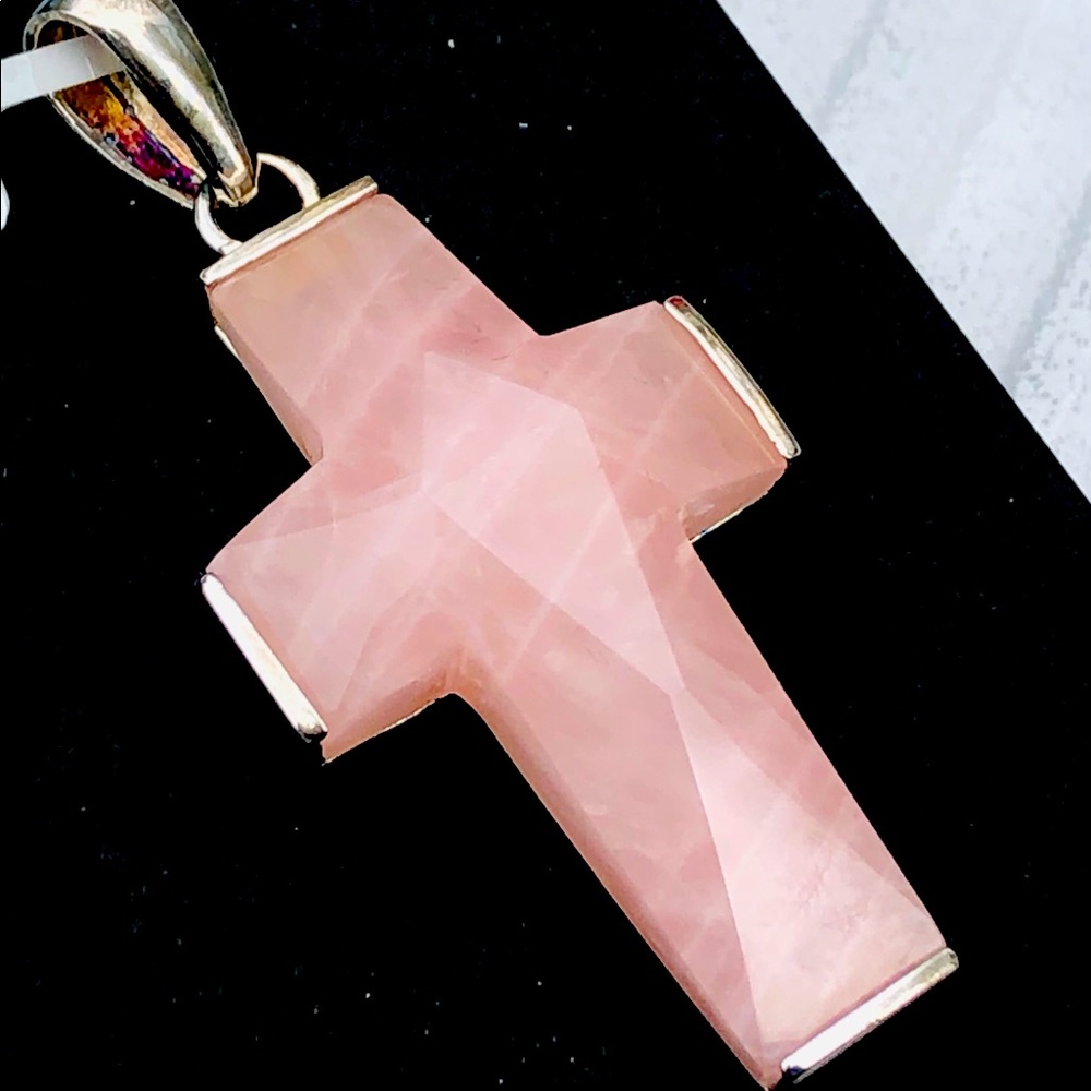 SOLD!! Rose Quartz Cross Pendant